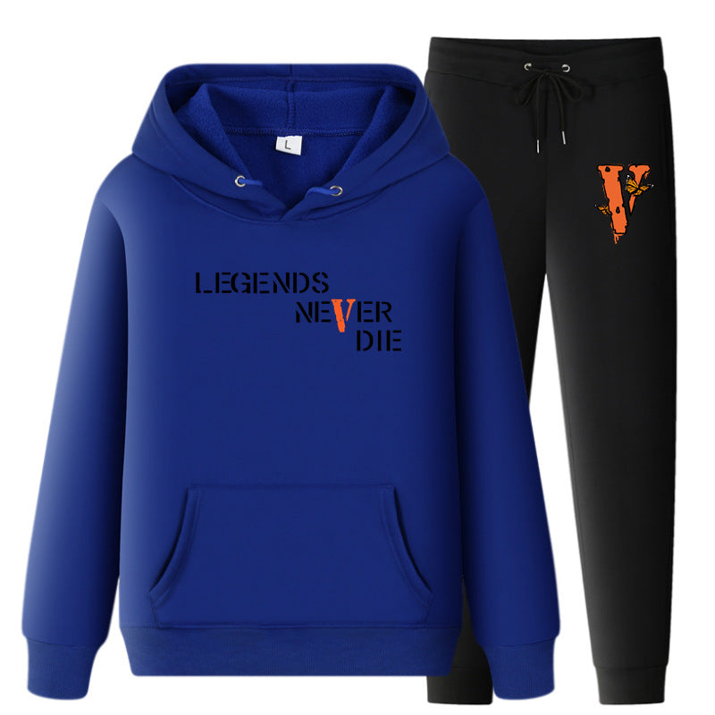 Vlone Hoodie & Pants 2 Piece Set Printing Sweatshirt And Sweatpants Fall Winter Hooded