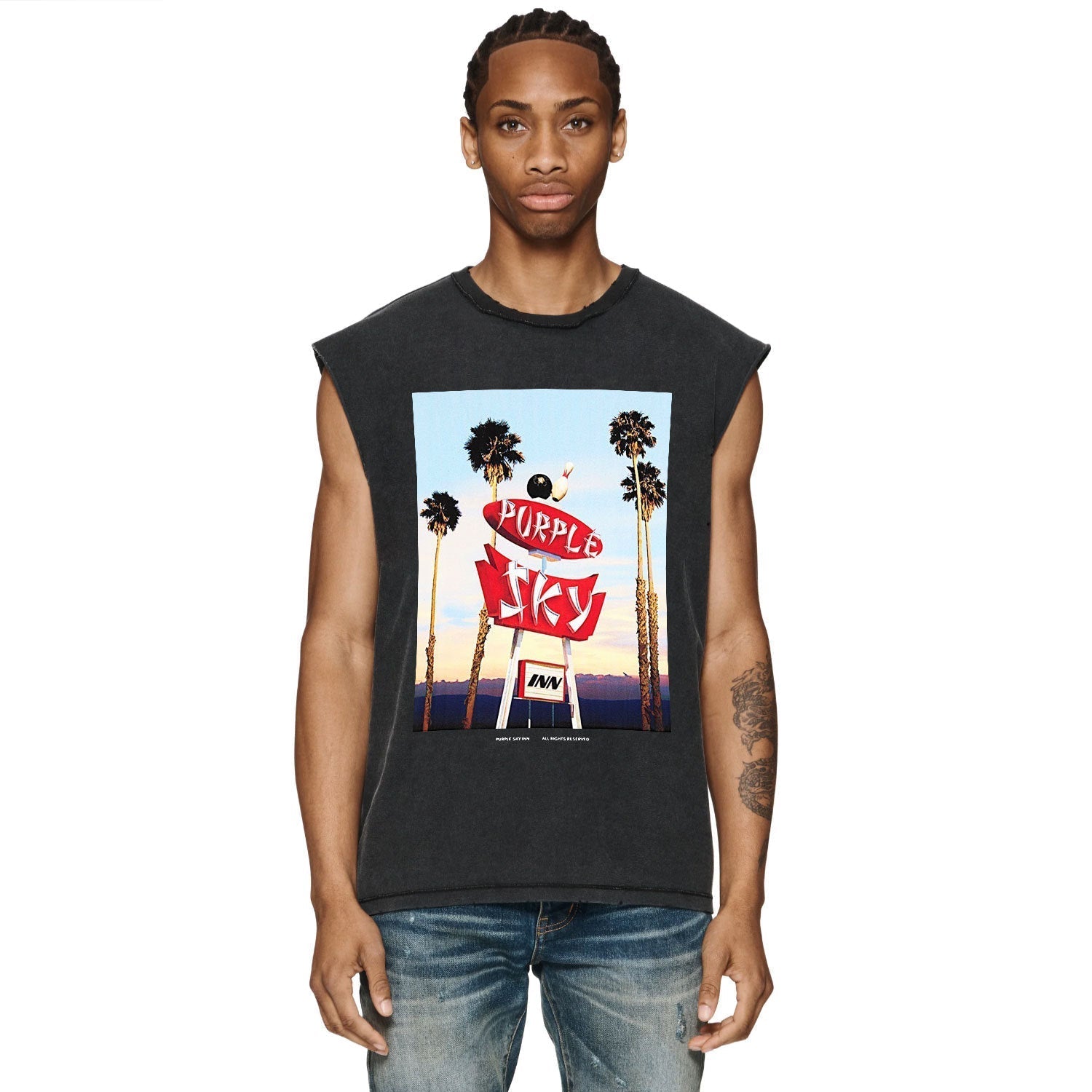 Purple Brand Distressed Tank T Shirts Distressed Sleeveless T-shirt Vest