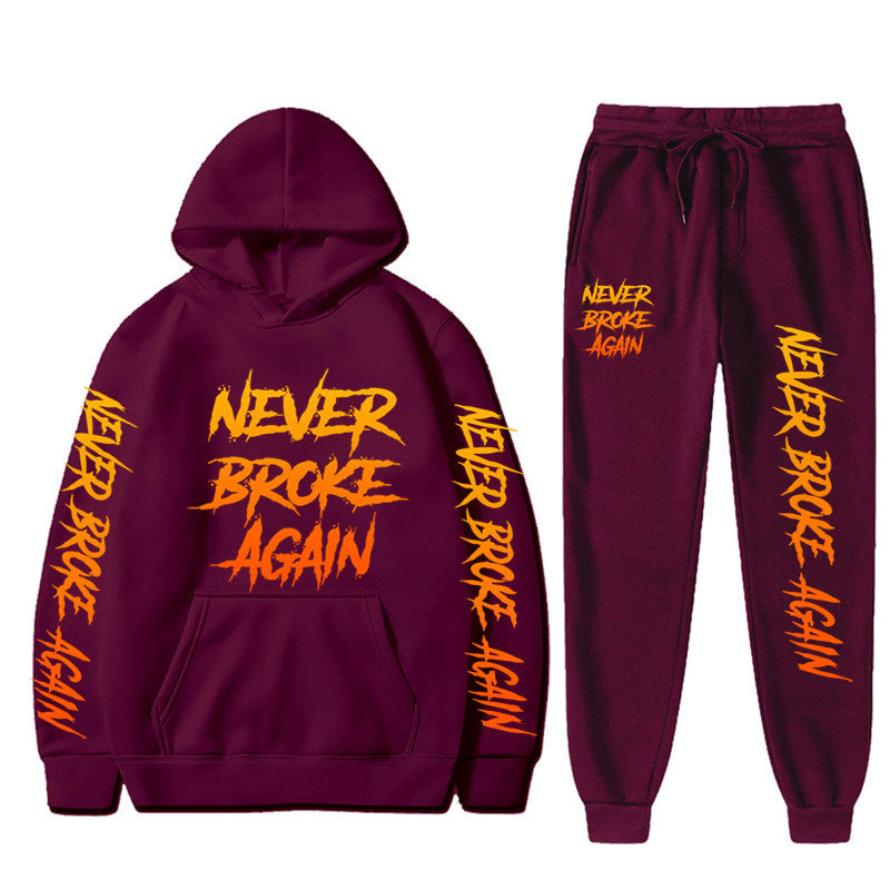 Never Broke Again Hoodie Casual Hooded Sweatshirt Casual Sports Pants