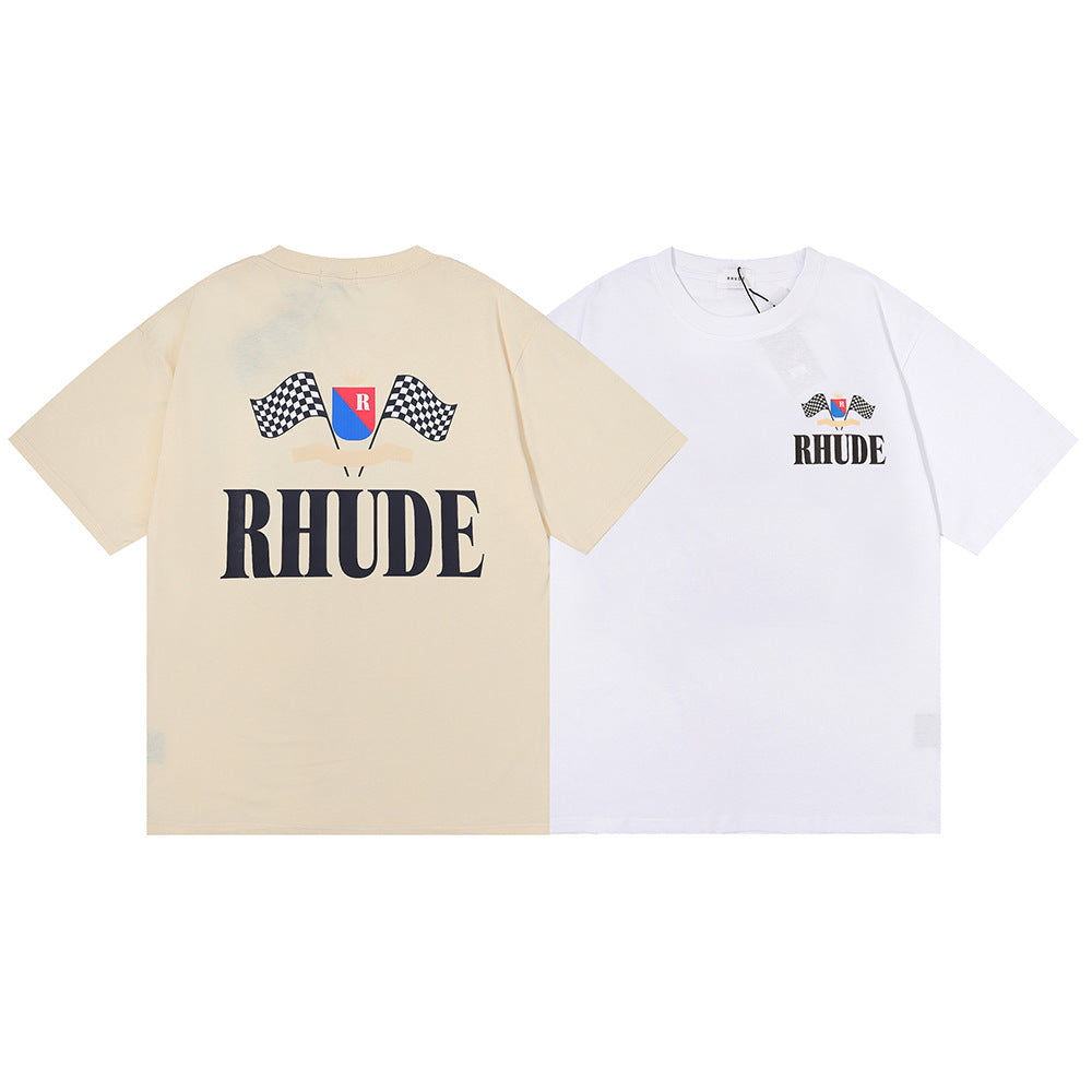 Rhude T Shirt Alphabet Flag Print Short Sleeve T-Shirt