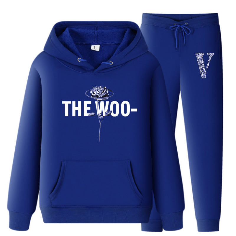 Vlone Hoodie & Pants 2 Piece Set V Printing Stylish Casual Hooded