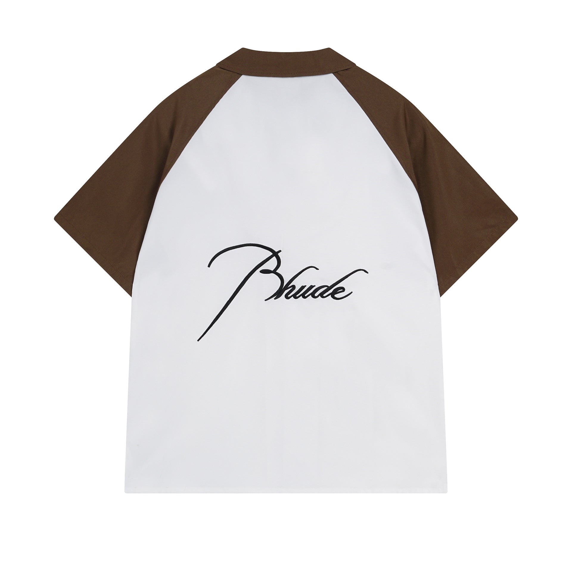 Rhude T Shirt Pocket Letter Embroidery Color Matching Short Sleeve Shirt