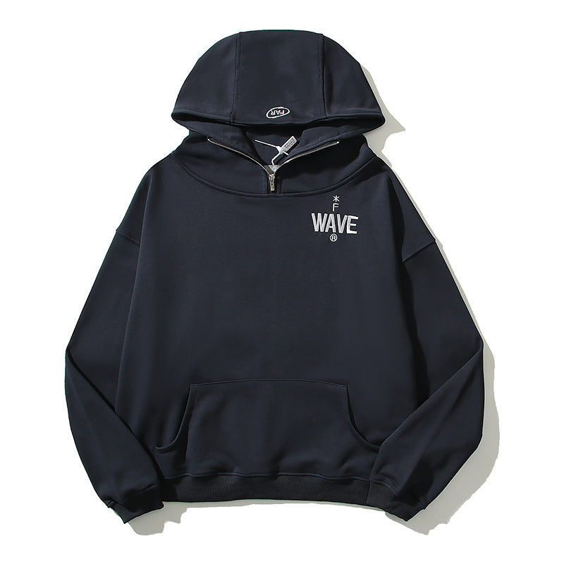 Kanye West Sunday Service Hoodie Letter Embroidered Half Loose Zip Hooded Sweater