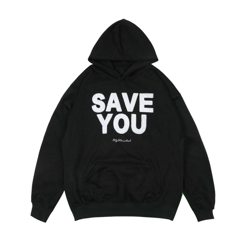 Man Fall Outfits Vintage Casual Hoodie Letter Hip Hop Hooded Sweater