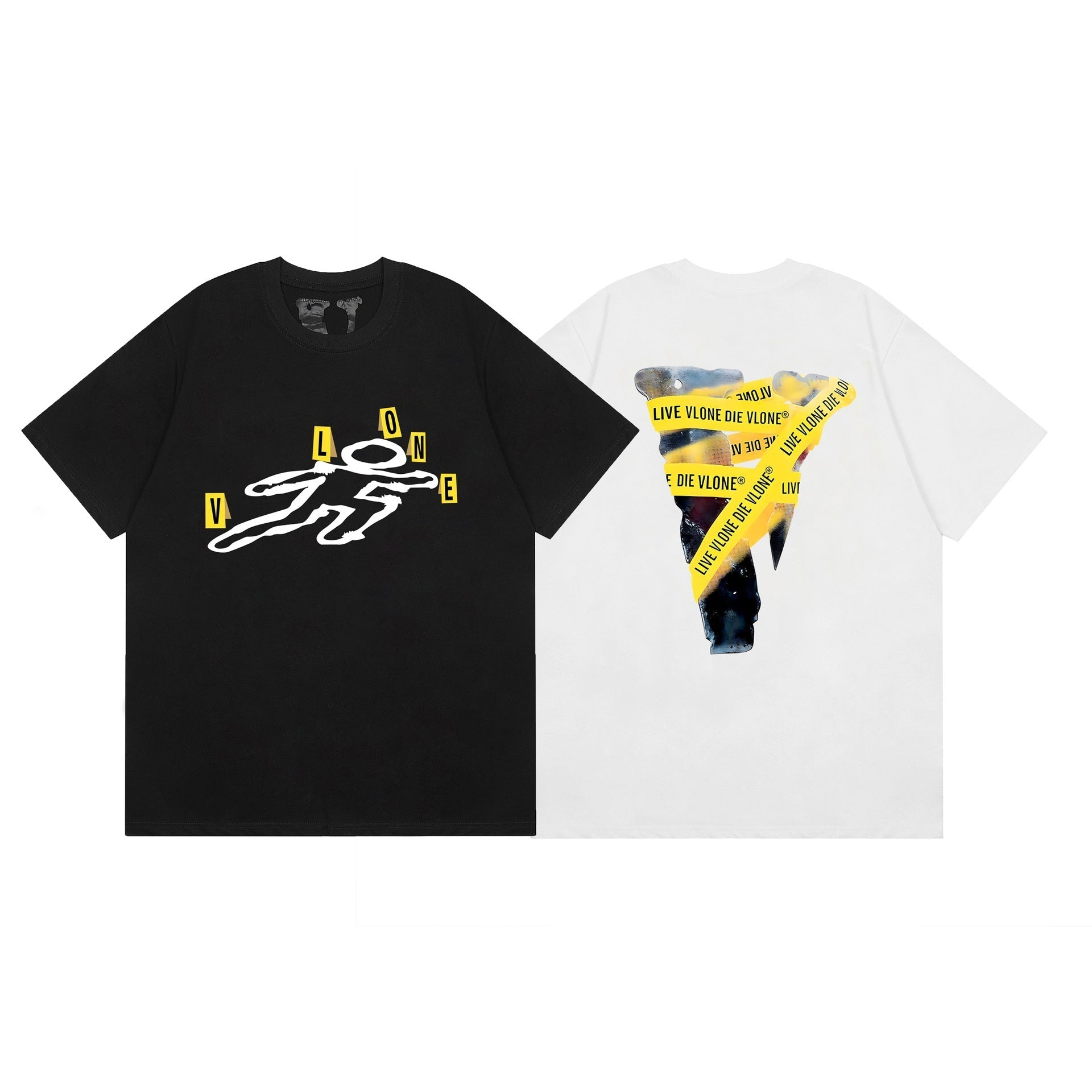 Vlone T Shirt Spring and Summer Rubber Strip Big V Pattern