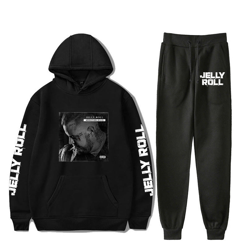 Jelly Roll Hoodie Jelly Roll Peripheral Printed Sweater Sports Two-Piece Suit