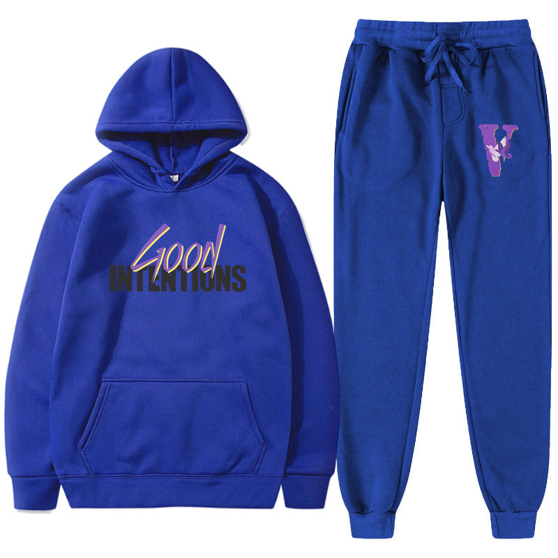 Vlone Hoodie & Pants 2 Piece Set Casual Loose Hoodie