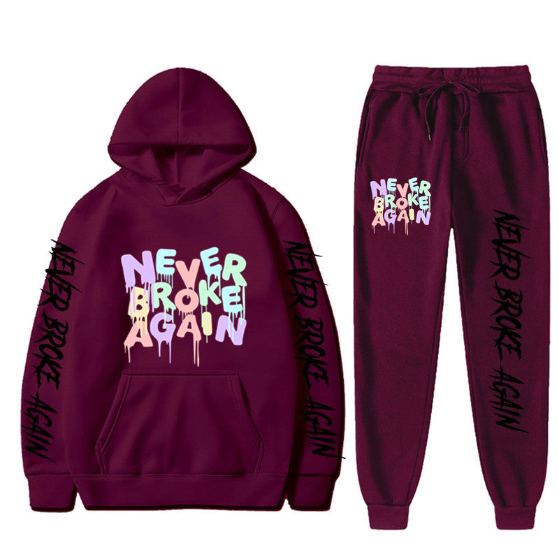 Never Broke Again Hoodie Casual Hooded Sweatshirt Casual Sports Pants