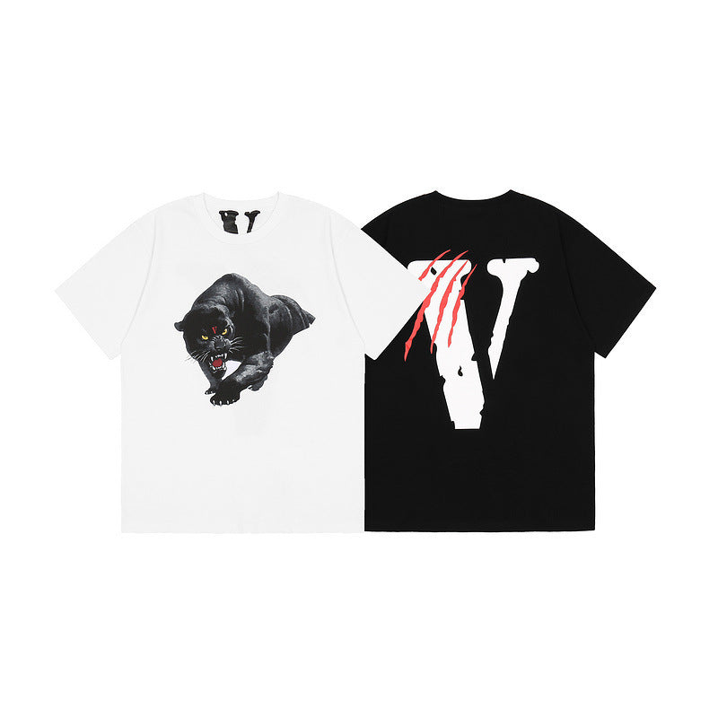 Vlone T Shirt Personality Black Panther Big V T-Shirt Short Sleeve