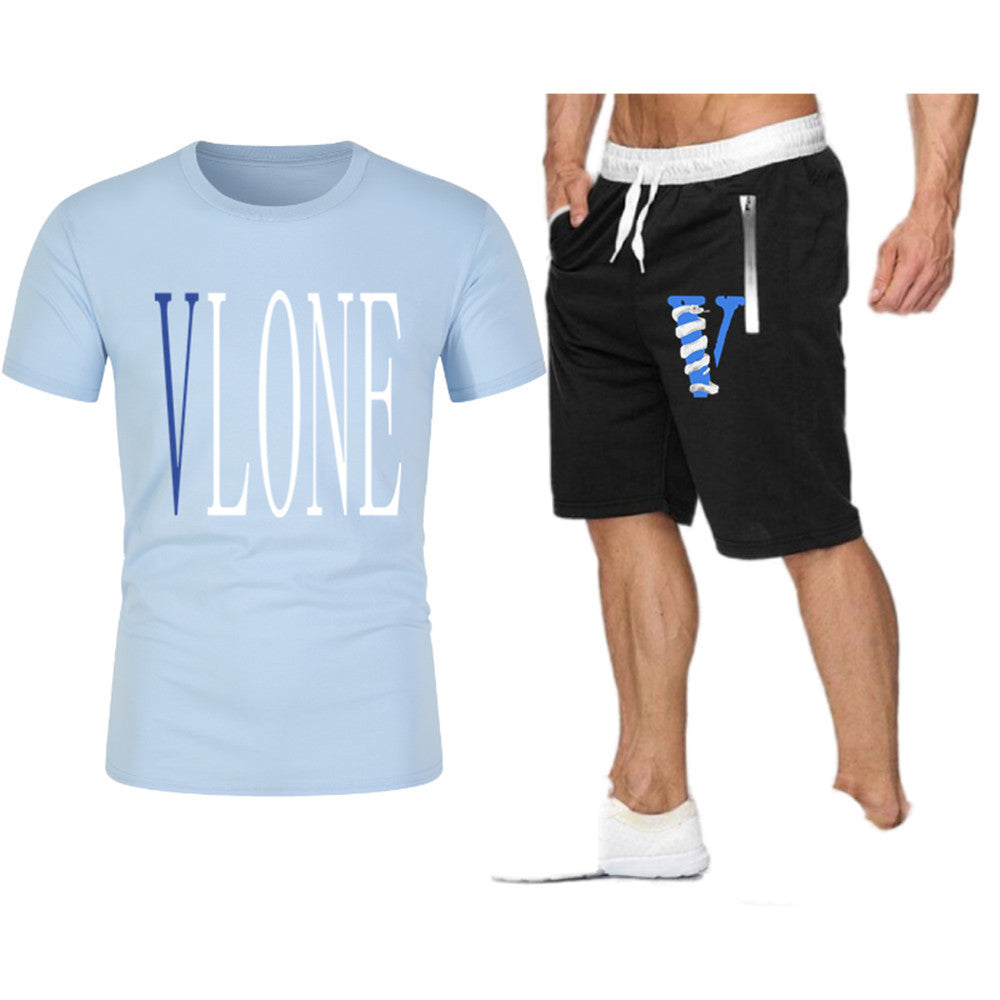 Vlone T Shirts & Shorts 2 Piece Set Letter Printing Summer Menswear Casual