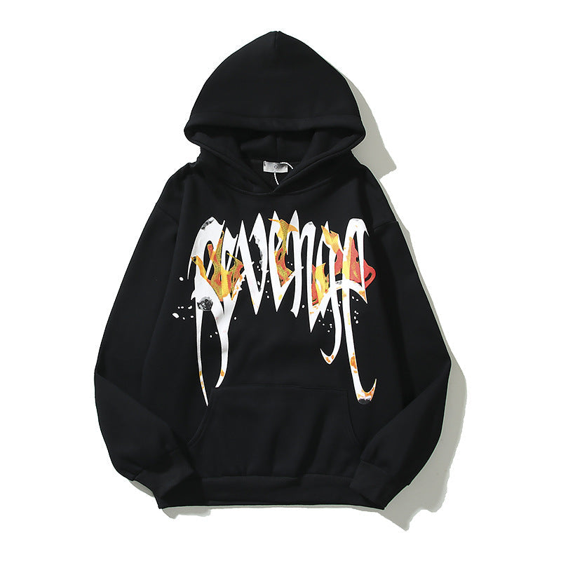 Kanye West Sunday Service Hoodie Burning Big R Loose Velvet Padded Hooded Sweatshirt