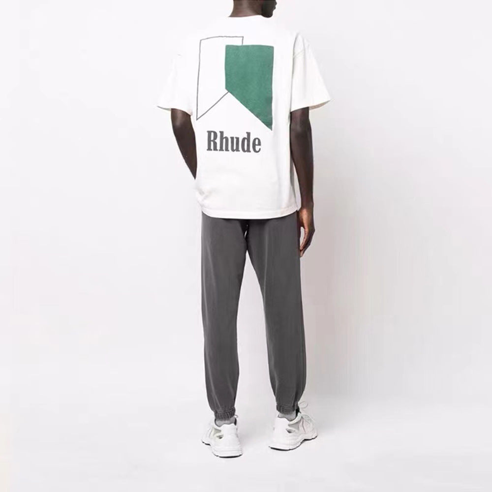 Rhude T Shirt Micro Standard Geometric Square Color Matching Printed Short Sleeve T-Shirt