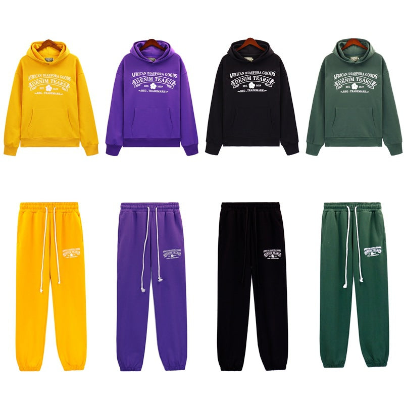 Denim Tears Outfit:Hoodie/Sweatpants (Separate Purchase Options) Casual Hooded Sweatshirt Sweatpants