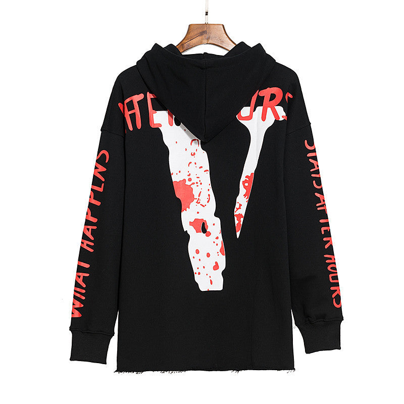 Vlone Hoodie Big V Hooded Loose Hip Hop Street Couple Sweater Men And Women