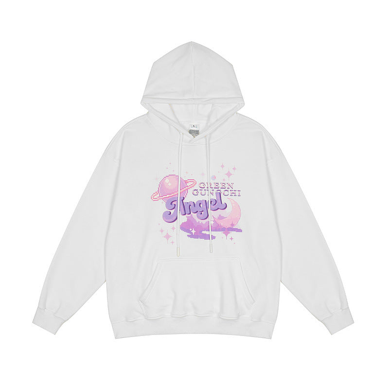 Man Fall Outfits Printed Hoodie Men's and Women's Street Loose Couple Leisure Pullover Coat