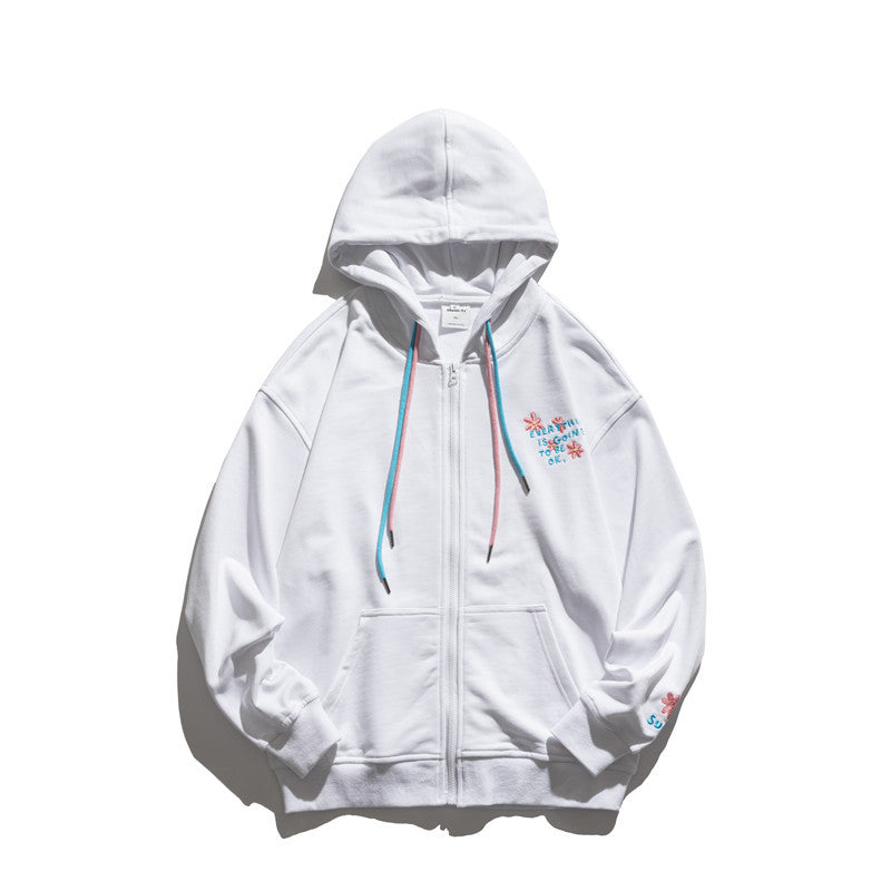 Men's Graphic Hoodies Men's Autumn Trendy Hooded Cardigan Sweater Men's and Women's Casual Jacket