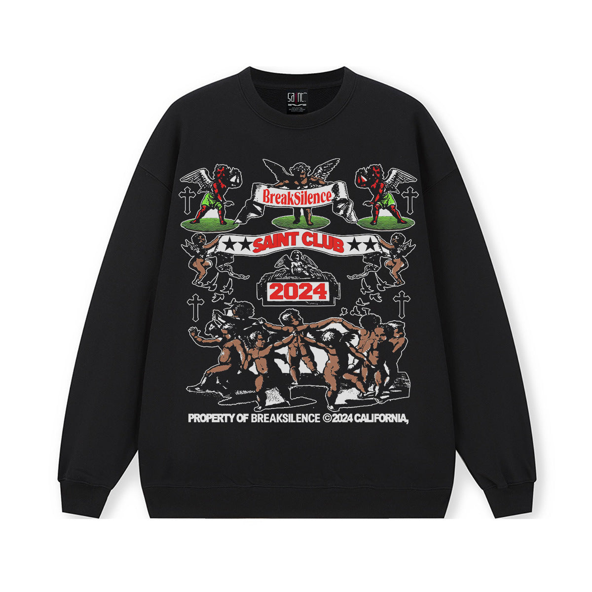 Vintage Hoodie print hooded sweater crew neck