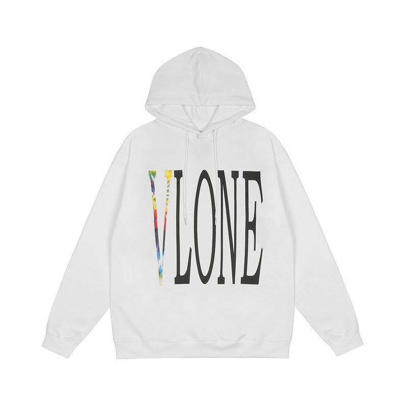 Vlone Hoodie Big V White Loose Hoodie Men'S And Women'S Pullover Sweater