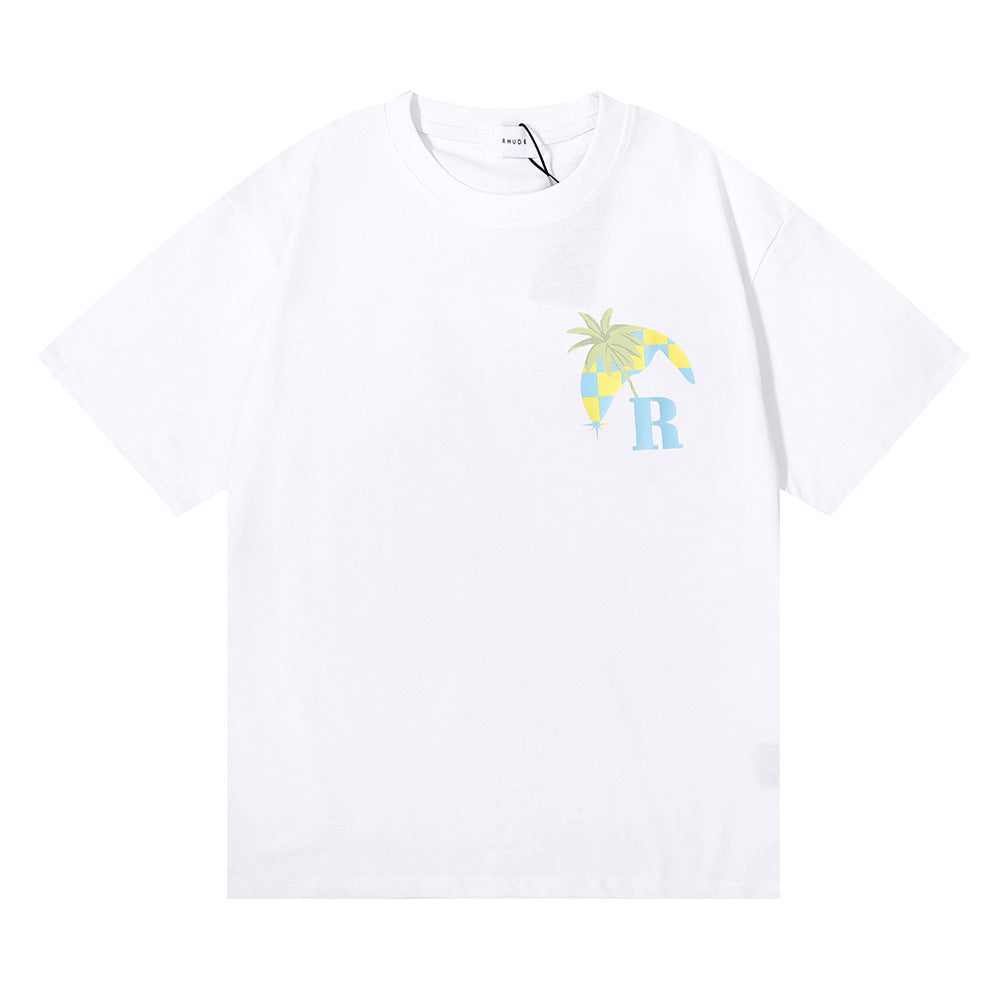 Rhude T Shirt Sunset Coconut Racing Printed Short Sleeve T-Shirt