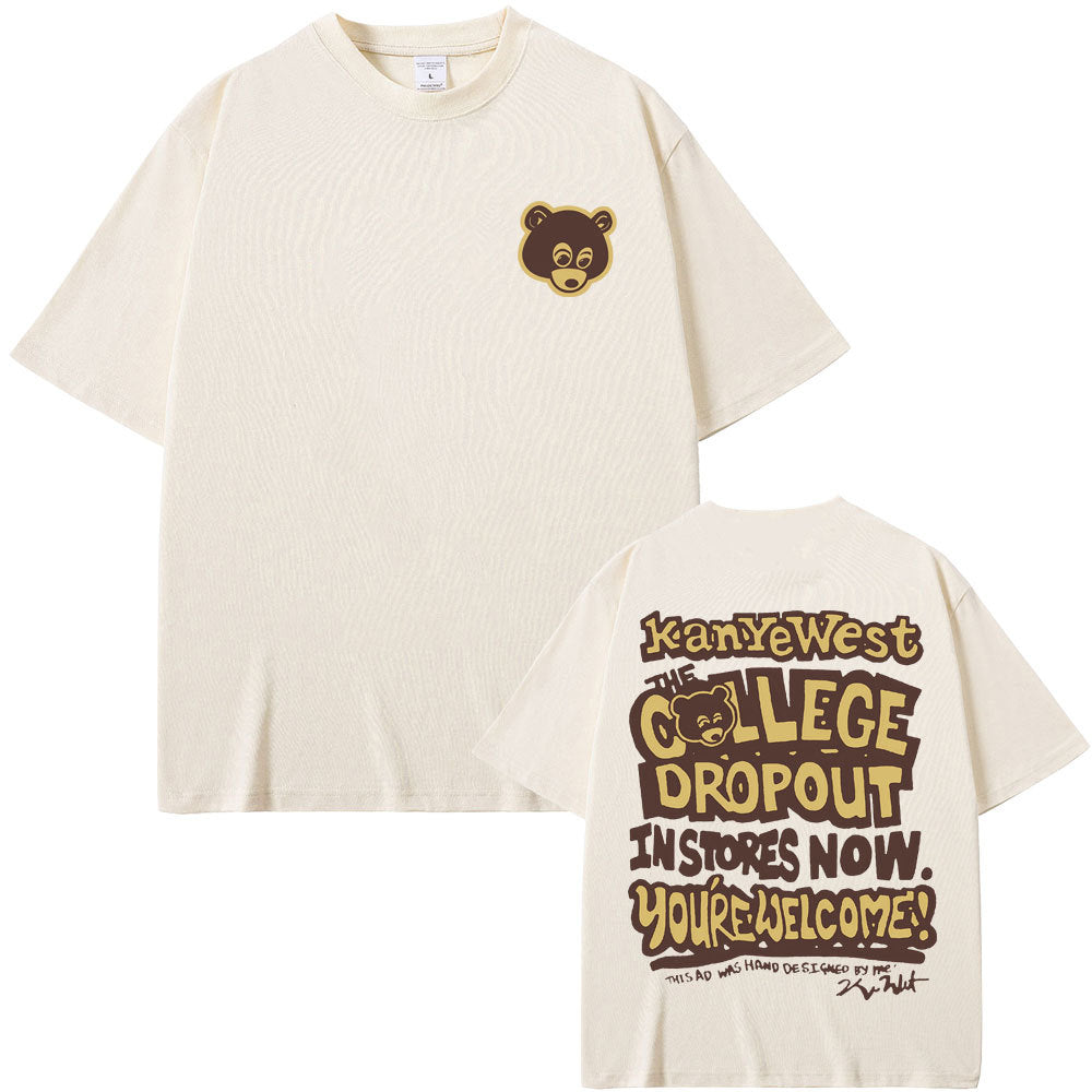 Rapper Kanye West Graduation Bear Double Sided Print T Shirt