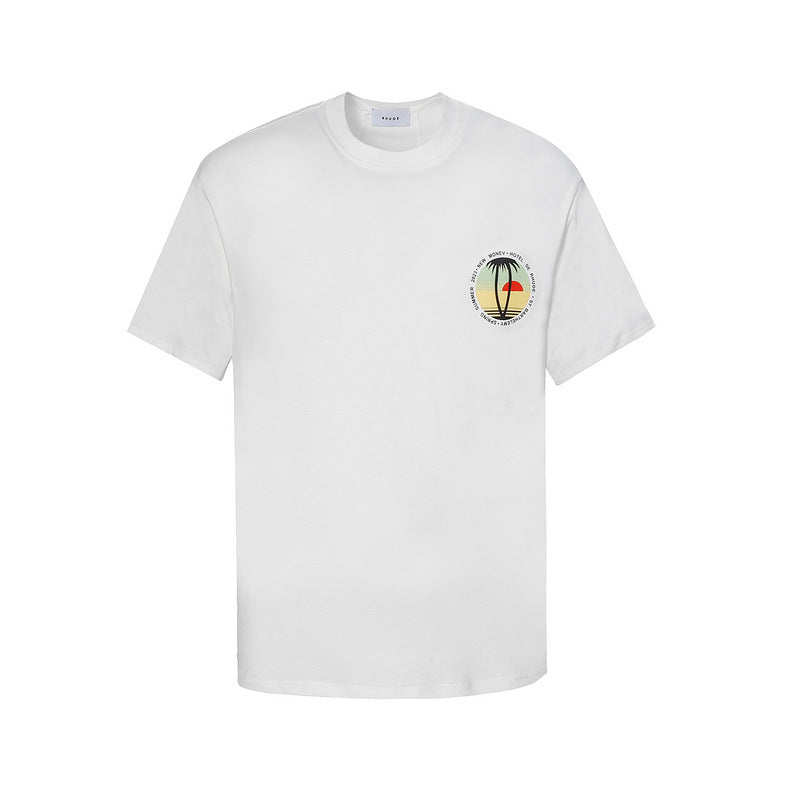 Rhude T Shirt Sunset Coconut Alphabet Print Short Sleeve T-Shirt