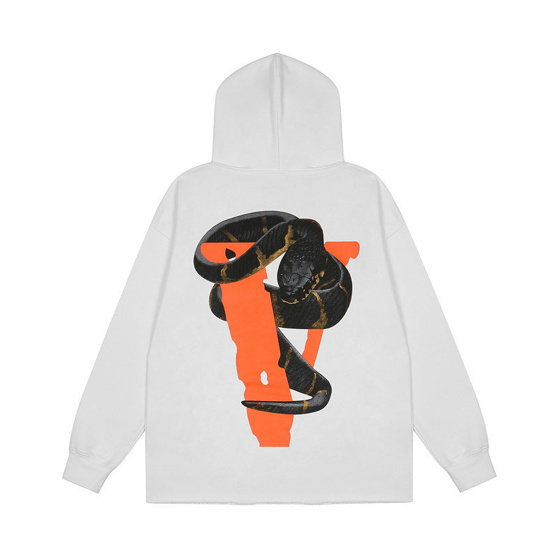 Vlone Hoodie Autumn And Winter Leisure Cotton Hoodie Big V Python Printed Hoodie