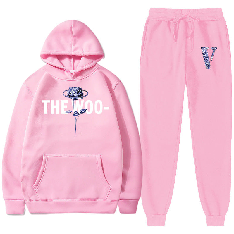 Vlone Hoodie & Pants 2 Piece Printed Men'S And Women'S Loose Hooded Sweater