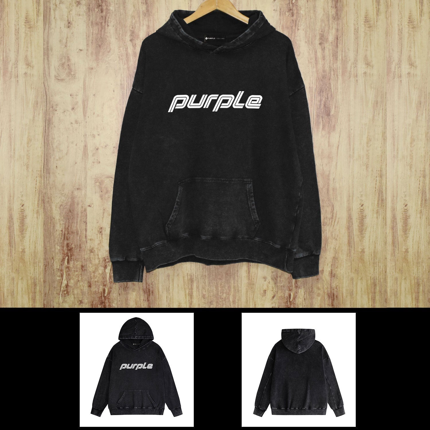 Purple Brand Distressed Hoodie Fashion Old Loose Hooded Sweater