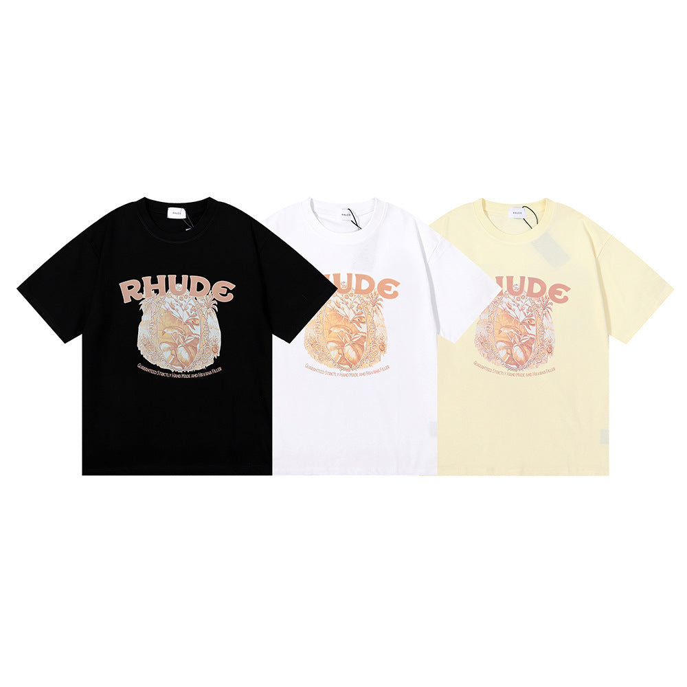 Rhude T Shirt Wheat Ear Fruit Print Short Sleeve T-Shirt