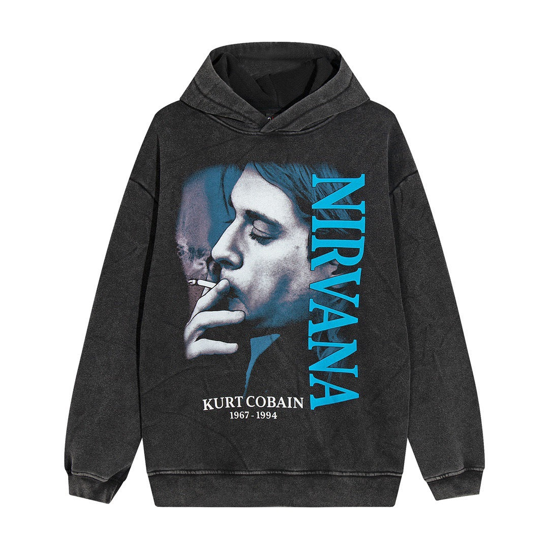Nirvana Hoodie Fog Style Apollo Kiss Distressed Loose