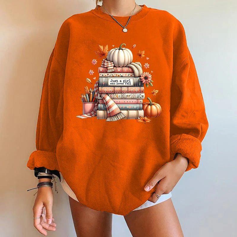 Halloween pumpkin book pattern y2k trendy printed Hoodie