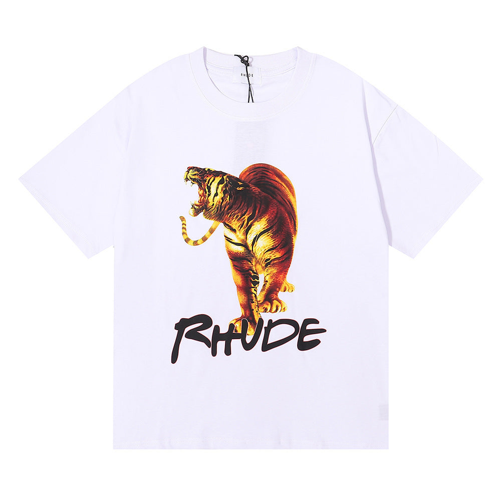 Rhude T Shirt Los Angeles, Tiger high definition print short sleeve T-shirt