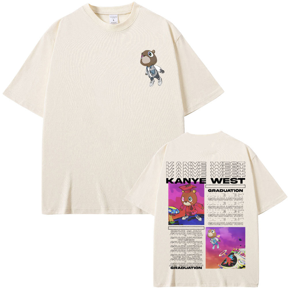 Rapper Kanye West Graduation Bear Double Sided Print T Shirt