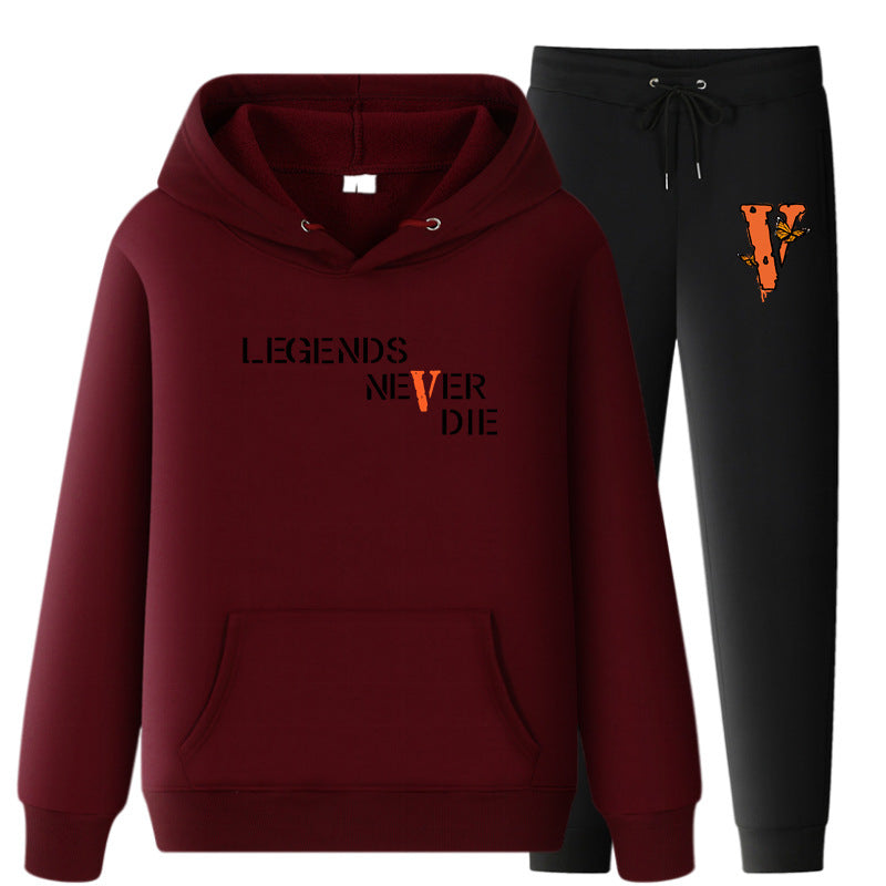 Vlone Hoodie & Pants 2 Piece Set Printing Sweatshirt And Sweatpants Fall Winter Hooded