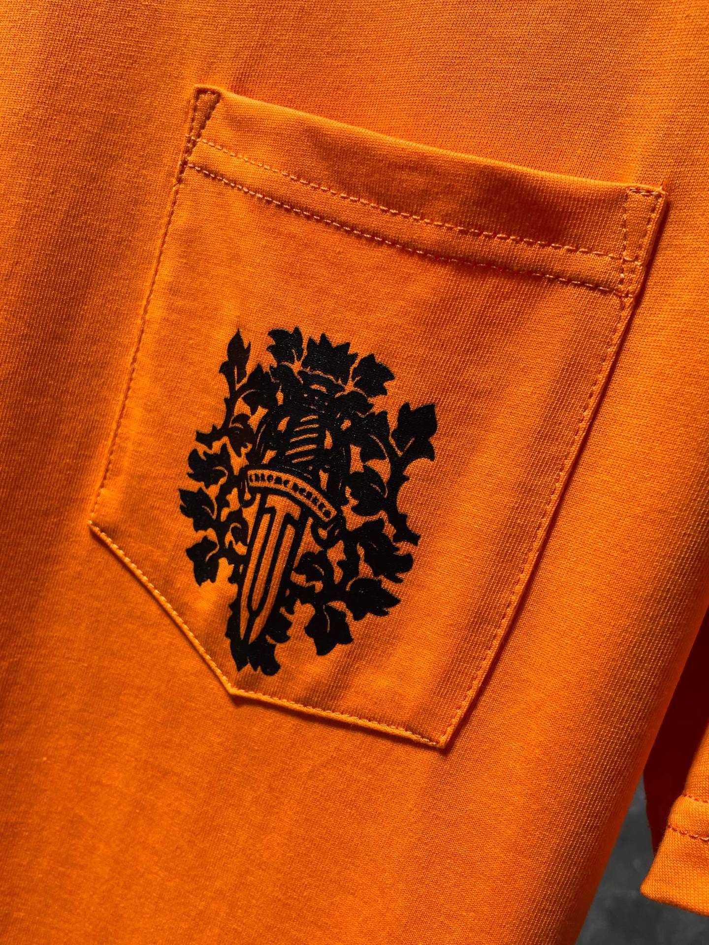 CHH Chrome Hearts T Shirts Orange Sword Cross Horseshoe Short Sleeve T-shirt