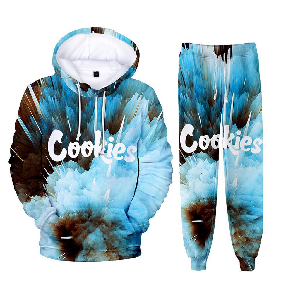 Cookies Hoodie Digital Color Printing Sweet Hooded Ankle Banded Pants Set