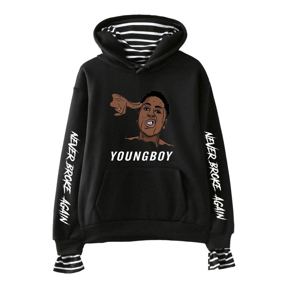 Never Broke Again Hoodie All-Match False Two-Piece Sweaters