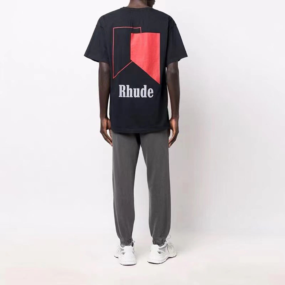 Rhude T Shirt Micro Standard Geometric Square Color Matching Printed Short Sleeve T-Shirt