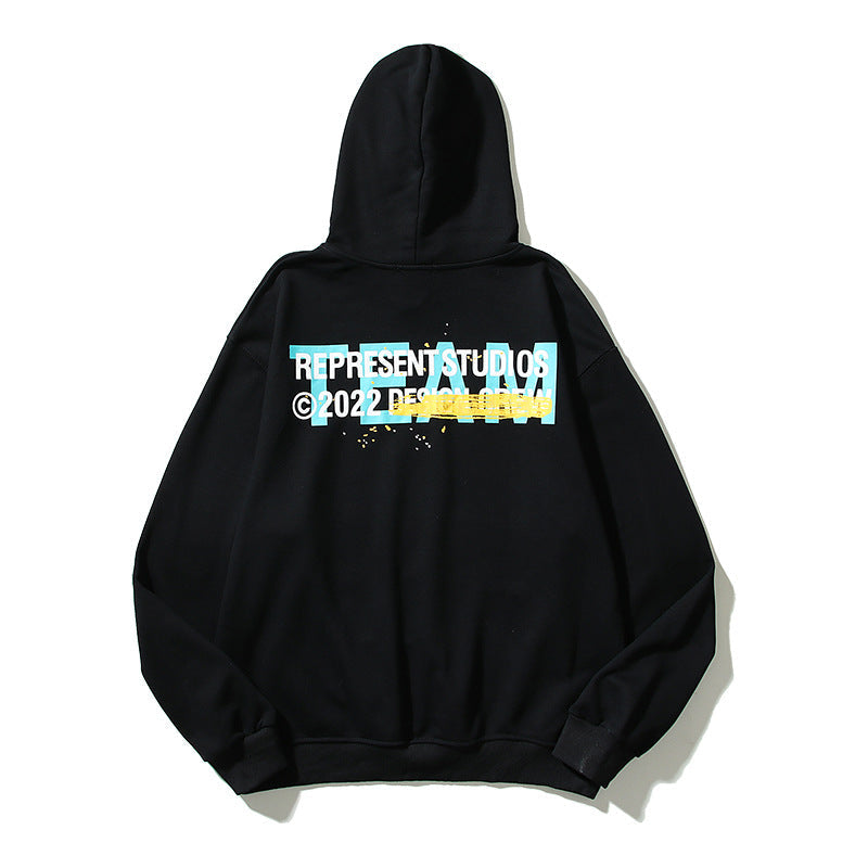 Kanye West Sunday Service Hoodie Autumn And Winter Black Pile Loop Foaming Printed Hoodie
