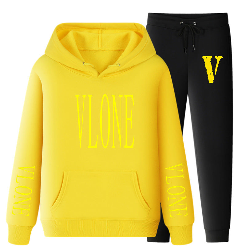Vlone Hoodie & Pants 2 Piece Set Hoodie Men'S Women'S Pullover Outer Coat Suit