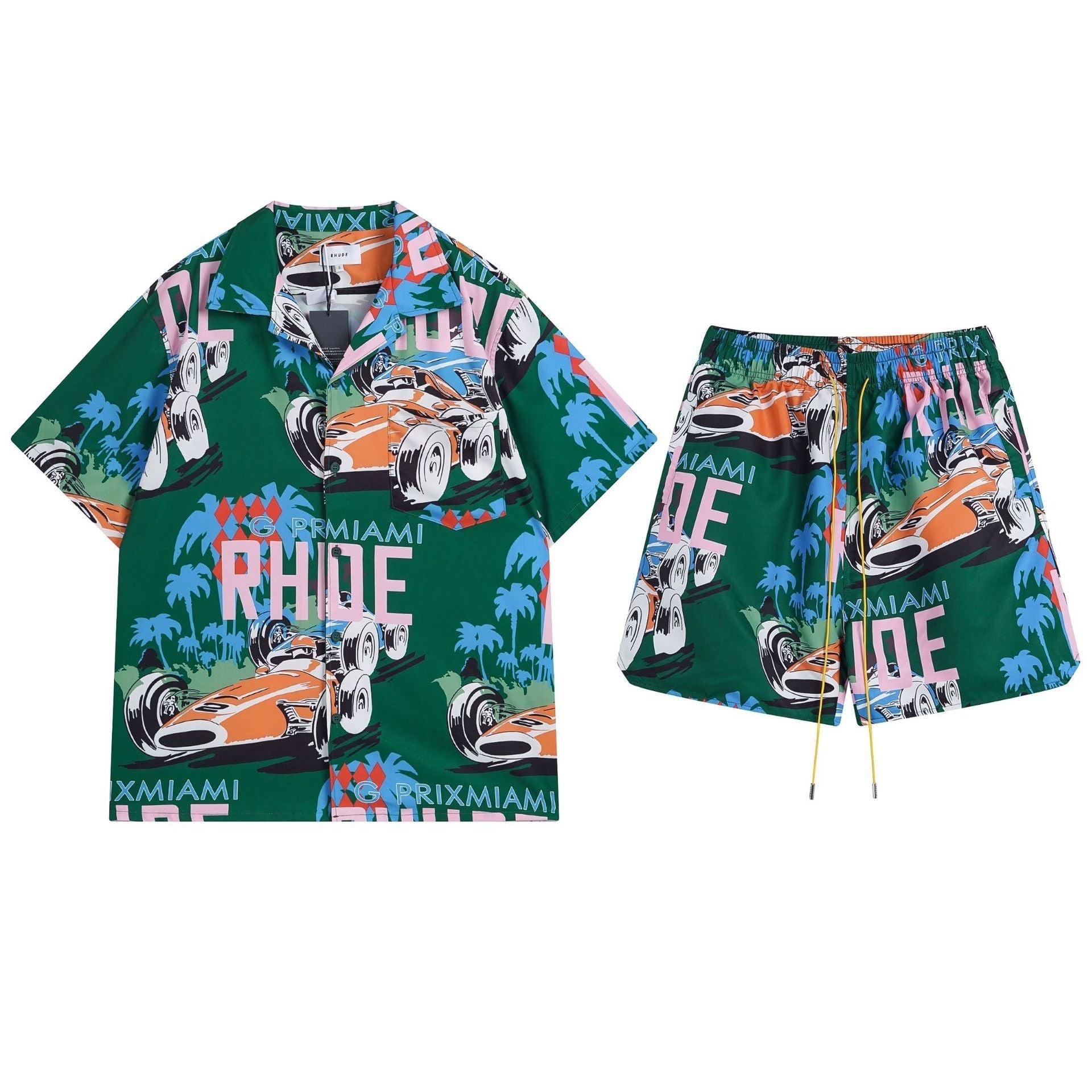 Rhude T Shirt Racing Letter Logo Casual Short Sleeve Shirt, Shorts