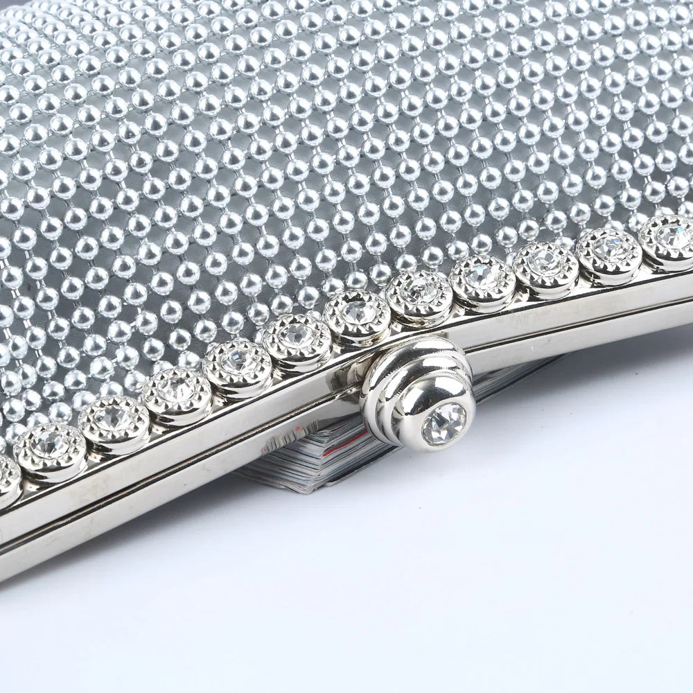 Gold And Silver Glitter Beaded Clutch Perfect For Wedding