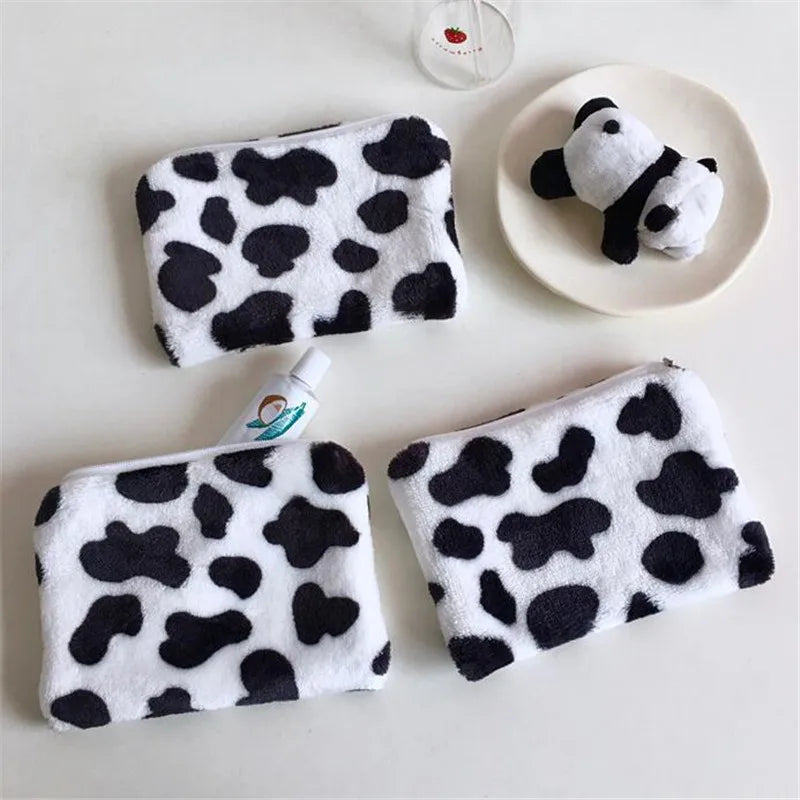 Trendy Cow Pattern Plush Mini Coin Purse