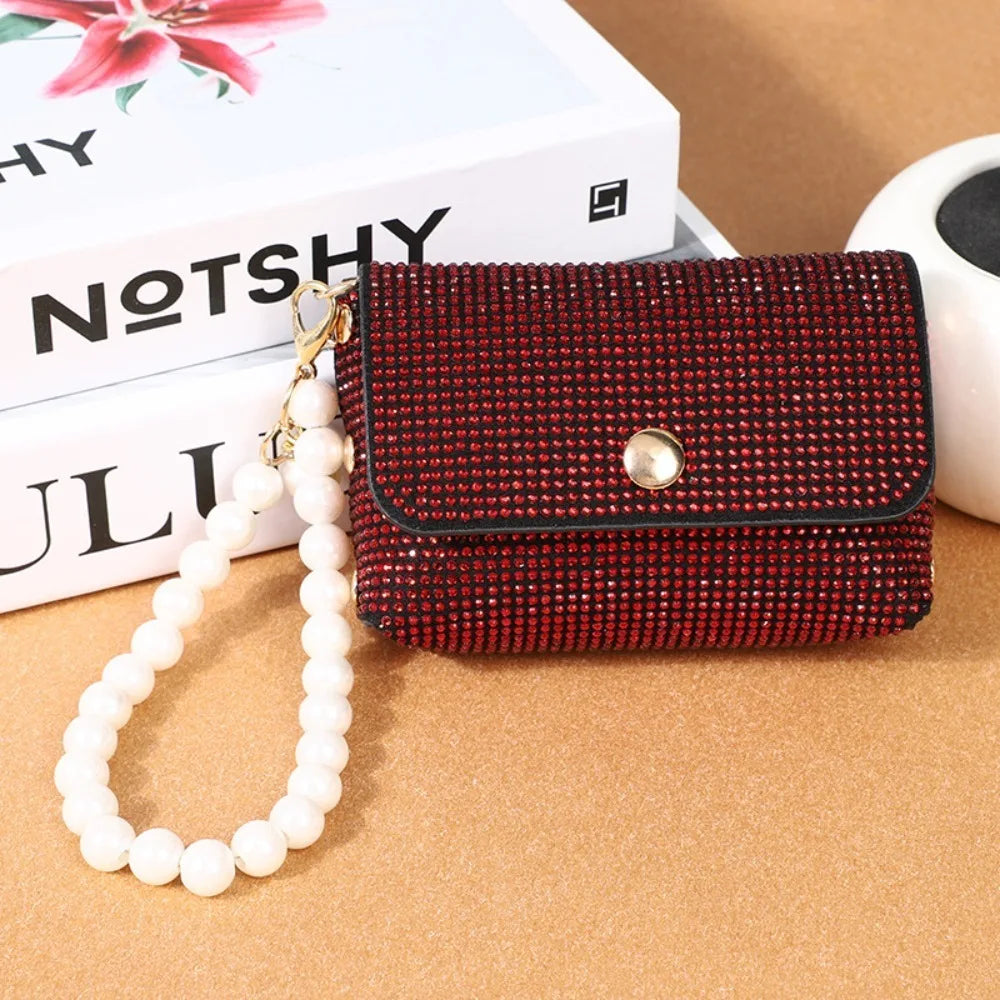 Elegant Pearl Chic Diamond Chain Makeup Beaded Purse