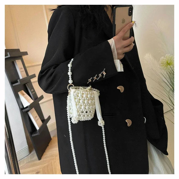 Chic Beaded Top Handle Crossbody bag