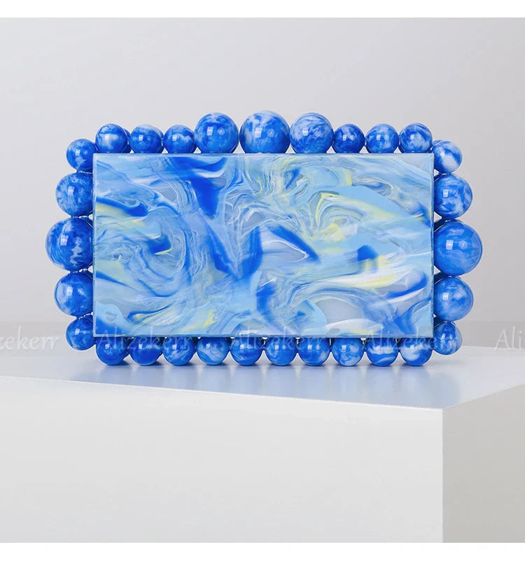 Clear Acrylic Wedding Clutch with Gold Beads