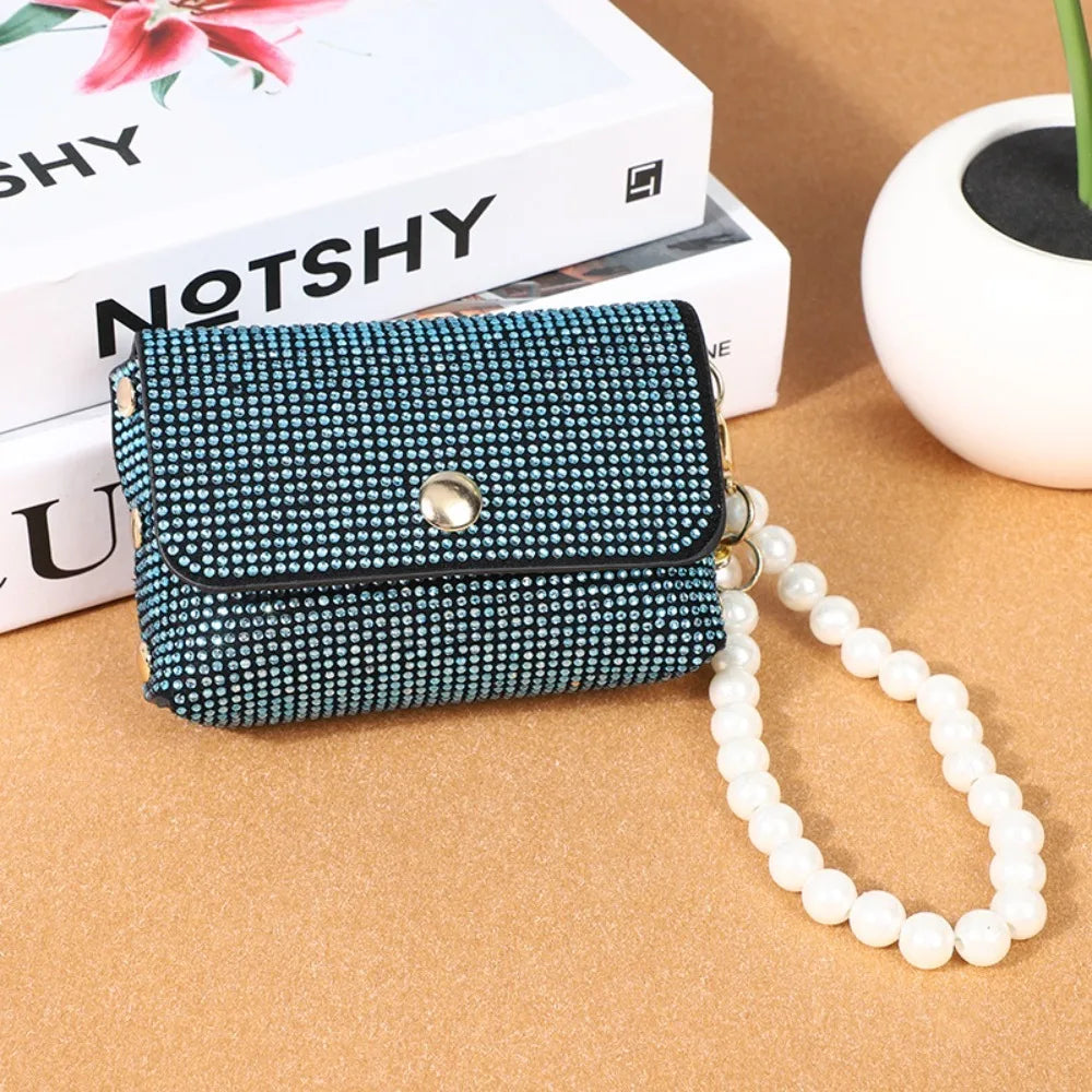 Elegant Pearl Chic Diamond Chain Makeup Beaded Purse