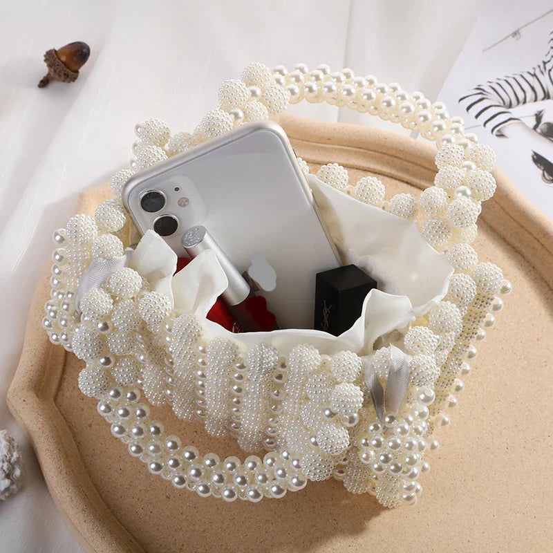 Luxury Pearl Chain Noble Crystal Beaded Evening Purse