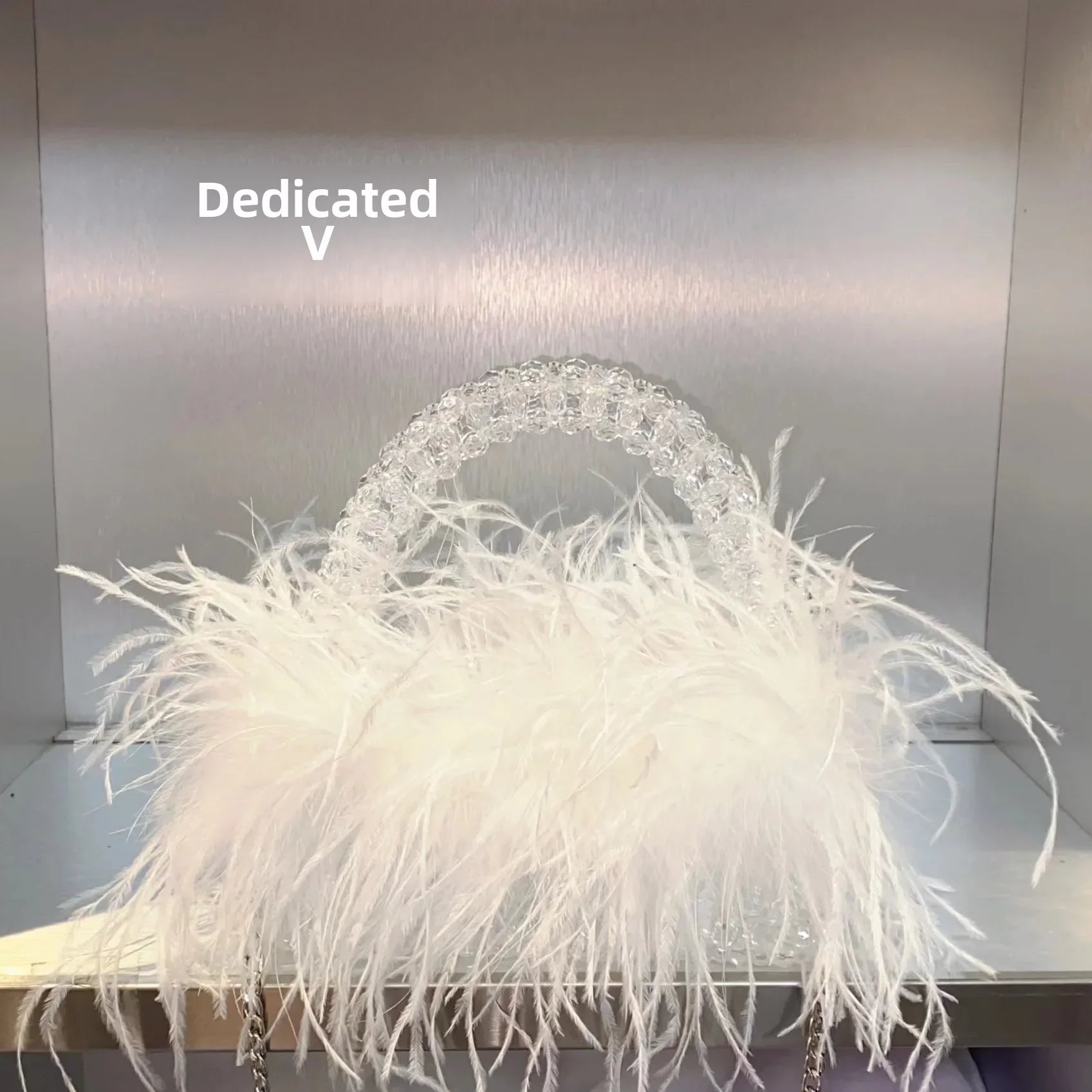 Elegant Sweetcute Bird Feather Beaded Mini Handbag