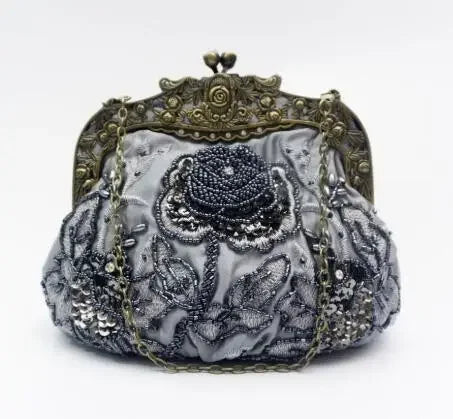 Vintage Beaded Embroidered Evening Handbag
